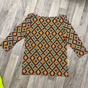 Talbots Petites Geometric Boat Neck Blouse